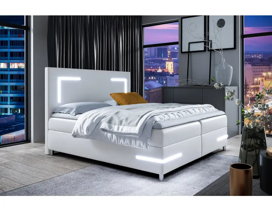 PRATO K18 łóżko kontynentalne LED 180x200 z pojemnikiem